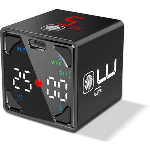 Pomodoro Timer Cube, Productivity Timer, Pause & Resume, Silent, Vibrate & Adjustable Sound Alert, for ADHD, Task, Work, Study, 1/3/5/10/15/25/45/60min & Custom Countdown, Black