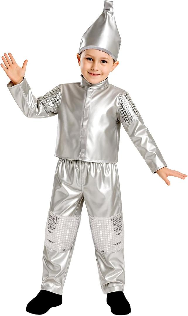 fun shack Tin Boy Costume for Kids, Kids Book Character Costumes Boys, World Book Day Costume Boys (Large, Silver)