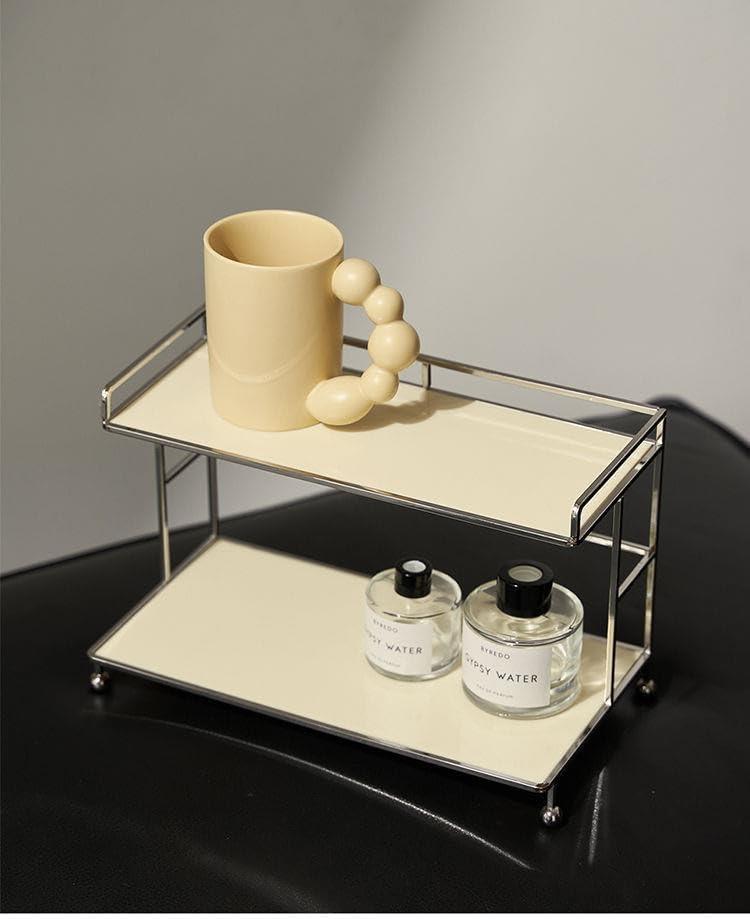 2-Tier Bathroom Makeup Shelf Organizer, Kitchen Spice Rack, Bedroom Storage Tray, Perfume & Dresser Vanity Tray,Countertop counter Organizer