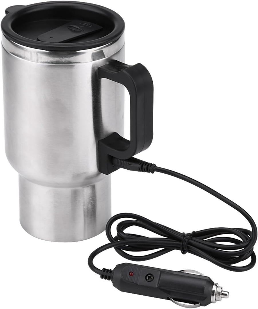 450ml Car Heating Cup, 12V Car Heated Mug Stainless Steel Heated Coffee Mug for Car