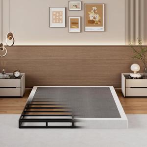 SHLAND Box Spring Queen 4 Inch, Box Spring for Queen Bed, Heavy Duty Metal Mattress Foundation Bed Base with Fabric Cover, Easy Assembly