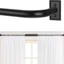 Black Wrap Around Curtain Rods 36 to 72:Blackout Heavy Duty Adjustable Window Curtain Rod for Bedroom Kitchen,Modern Decorative Curved French Metal Single Drapery Rods Easy Install,Matte Black