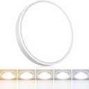 Flush Mount LED Ceiling Light Fixtures 5 Color Temperatures in One &100W Equivalent Flat Bathroom ceiling light, 7Inch 15W Thin Round White Surface Flushmount fixture for Closet, Bedroom, Kitchen, Hallway