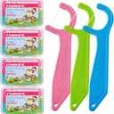 FAMILIFE Dental Floss Picks Kids flossers Toddler Threaders Children Unwaxed Unflavored Fluoride Free Dental Floss Child Kid Flossing Sticks with Travel Cases 200 Picks (Animal 200 Pcs)