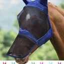 Harrison Howard CareMaster Pro Luminous Horse Fly Mask Large Eye Space Long Nose with Ears UV Protection for Horse Navy Full Size