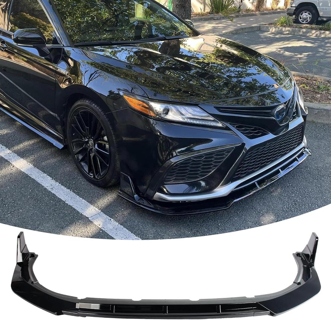 Front Bumper Lip Splitter Spoiler Fit for Toyota Camry SE XSE 2021 2022 2023 2024 Sedan,3pcs Kit Accessories Air Chin Body Protector (Glossy Black)