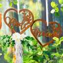 Bride and Groom Chair Decorations Bride and Groom Floral Chair Signs Wedding Chair Signs Wooden Rustic Mr Mrs Chair Signs with Chiffon Ribbons for Church Chair Bench