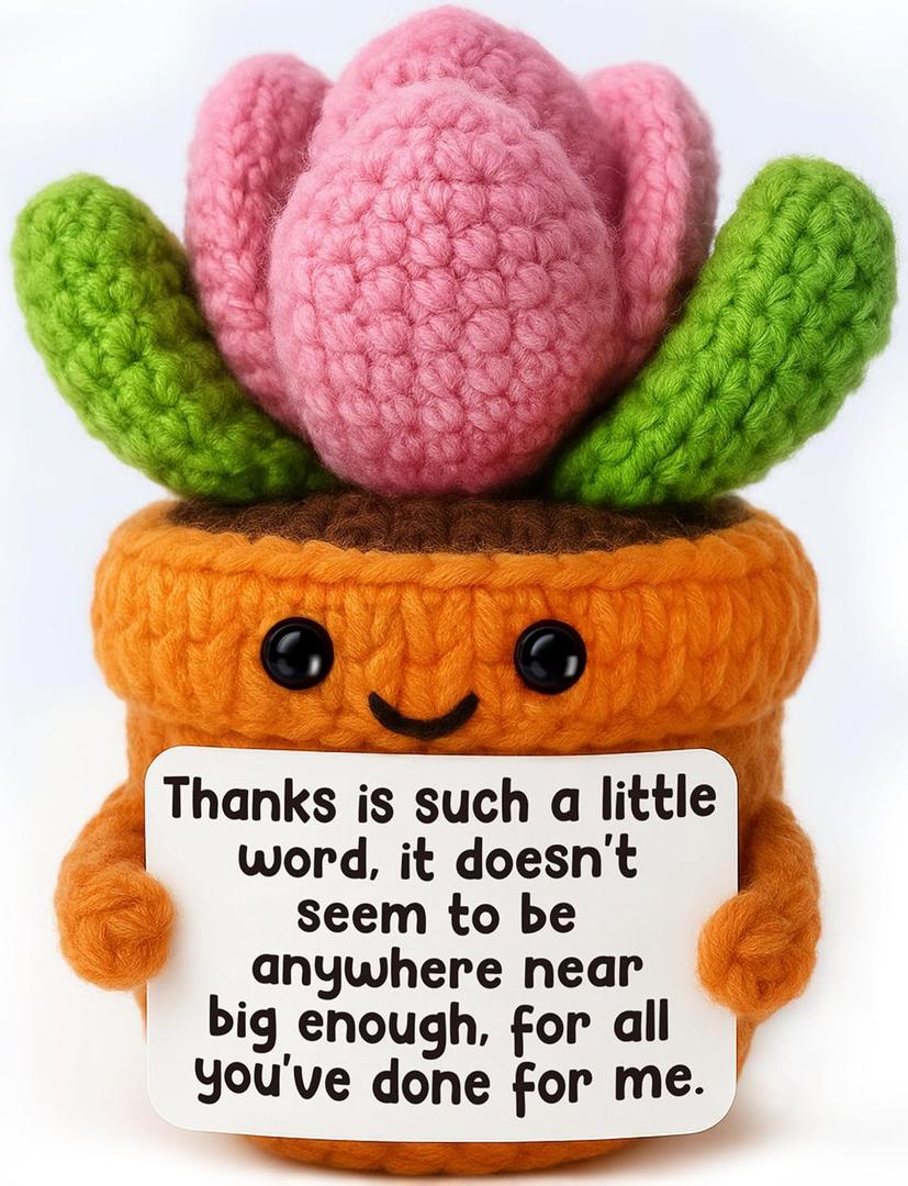 Appreciation Gift for Teachers, Coworkers, Nurses, Friends - Encouragement and Thank You Gift for Graduation Retirement Farewell Going Away Goodbye Leaving - Handmade Crochet Succulent Plush