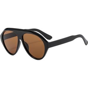 IKANOO Retro 70s Aviator Sunglasses for Women Men Oversized Classic Vintage Square Aviator Trendy Shades (Black/Brown)
