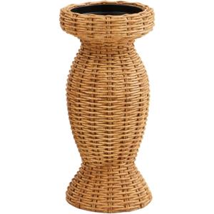 Mud Pie Resin Woven Candlestick, Small; 8 1/2" X 3 3/4" Dia