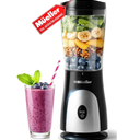 Mueller Smoothie Blender for Smoothies - Personal Blender for Shakes, Frozen Drinks, Baby Food & More, 15oz Travel Cup and Lid, Durable Stainless Steel Blades for Powerful Blending Performance, Black