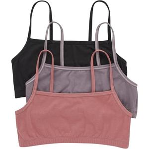 Hanes womens Comfortflex Fit Bralette Pack, Stretch Cotton Low-impact Bra, Moisture-wicking Cotton, 3-pa , 3-pack - String Crop Black/ Spiced Fig/ Terra Red, Medium US