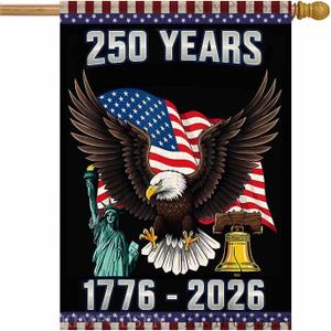 250 Years America Garden Flag, 250 Anniversary USA Flag 1776-2026 Commemorative, Patriotic 4th of July House Flag Double-Sided with Eagle Design, 28 x 40 Inch