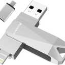 USB Flash Drive for iPhone 512GB Apple MFi Certified Photo Stick Thumb Drive, iPhone-Memory-Stick for iPad/iPhone/Computer Picture Keeper Portable Hard Drive GreySliver (Silver)