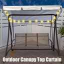 LED Lighted Porch Swing Canopy Replacement Waterproof LED Swing Canopy Top Cover 2-3 Seat Shade Awning Cover for Garden Outdoor Patio(77 x 49 Inch, Beige)
