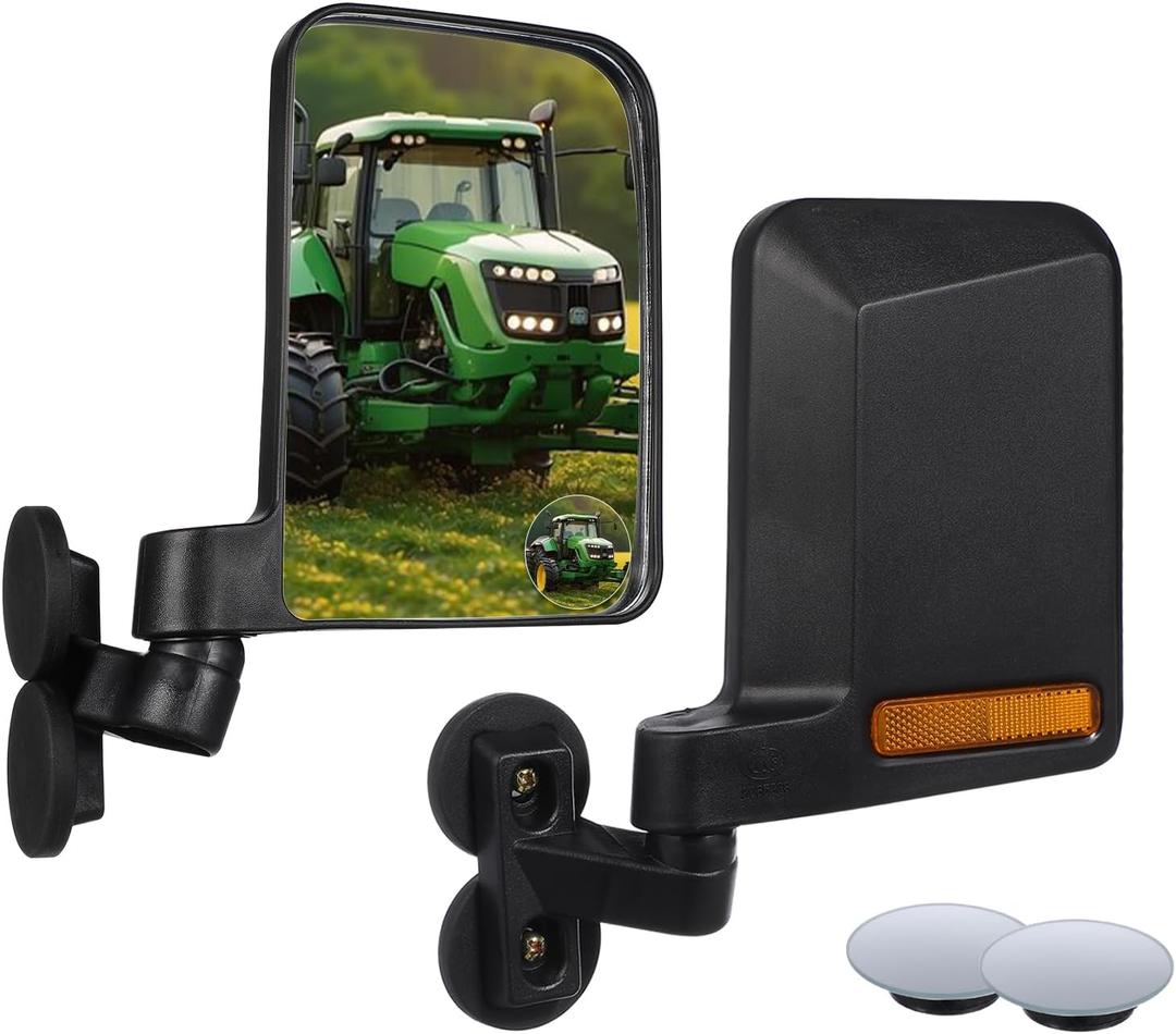 Magnetic Tractor Rearview Mirror (Includes Blind Spot Mirror), 7.78  5.51 Freely Adjustable Side Mirror, No Drilling Required for Installation, Suitable for Tractors, Forklifts, Trucks - 1 Pair