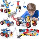 Erector Set for Boys 6-12, Building Toys for Kids Ages 4-8, 5 in 1 STEM Toys Ages 4-7 with Electric Power Motor, Construction Toys for Age 5 7 8 9 Years Old, 113 PCS DIY