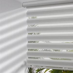 MYshade Cordless Zebra Blinds with Free-Stop Function - Dual Layer Light Filtering & Privacy Sheer Shades for Day and Night - Easy Install Window Shades for Home, Living Room, 29" W x 72" H,Grey