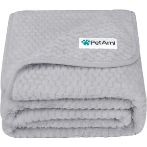 PetAmi Waterproof Dog Blanket, Leakproof XL Pet Blanket for Large Dogs, Furniture Sofa Couch Cover Protector, Fleece Cat Throw Bed Crate Kennel, Reversible Washable Soft Plush, Twin 60x80 Light Gray