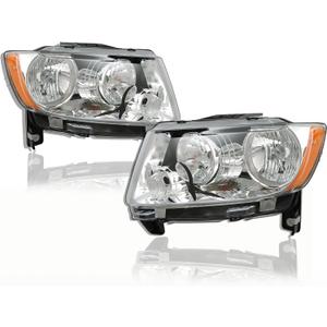 munirater RH & LH Headlights Replacement for G-rand Chero-kee 2011-2013 / Com-pass 2011-2017 Halogen Headlamp Assembly Driver and Passenger Side