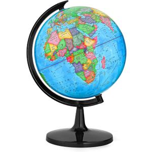 GOCHANGE Classroom Globe, 13in Political Teaching Tool with HD Waterproof & Writable Erasable Surface, Full Length 19.7 inch, 360 Spinning for Education & Desk Decor (Blue)