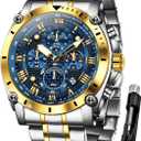 OLEVS Men's Watch Luxury Stainless Steel Waterproof Luminous Wrist Watch | Big Face Chronograph Watch For Men Dress Gift Stainless Steel Multifunction