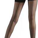 G&Y Women's Backseam Sheer Tights - 20D Control Top Pantyhose with Reinforced Toes (Black)