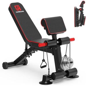 Adjustable Weight Bench - Utility workout Benches for Exercise, Free Installation Design for Portable Fitness Strength Training Equipment at Home Gym, 51.5" L x 13.4" W x 31.5" H