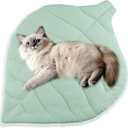 Cat Cooling Mat Pet Leaf Shaped Pad 26.5"x19.5" Breathable Durable Easy to Clean Pet Cool Mats for Cat and Small Dog use in Floor,Bed,Sofa,Chair,Kennel (Light Green)