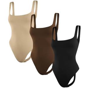 ILUVIT Women's Bodysuits Sexy Sleeveless Square Neck Sleeveless Tank Tops Bodysuits S