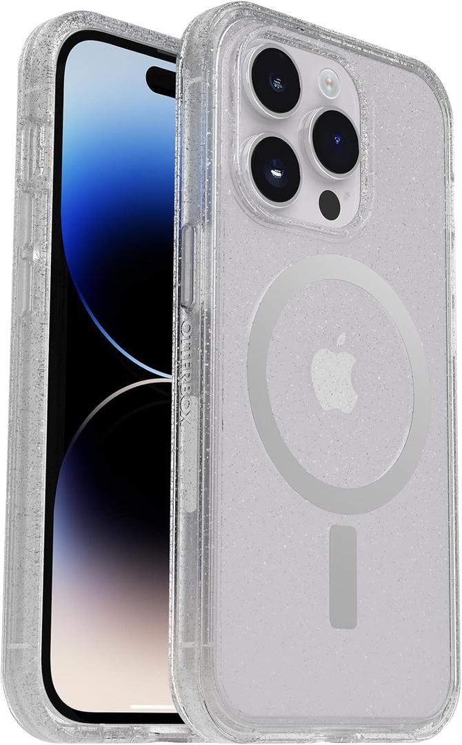 OtterBox iPhone 14 Pro (ONLY) Symmetry Series+ Case - Stardust (Clear/Glitter), Ultra-Sleek, Snaps to MagSafe, Raised Edges Protect Camera & Screen
