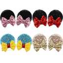 CellElection 8PCS Sequin Mouse Ears Hair Clips Glitter Hair Bows Cute Mice Ears Clips Barrettes for Women Girls Hair Accessories for Costume Party Halloween
