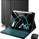SAMTUNK for iPad mini 7 (2024) & Mini 6 (2021) Case with Keyboard for iPad mini (A17 Pro) 7th 6th Generation 8.3"  7 Colors Backlit Keyboard Case  Built in Pencil Holder with Mouse  Black