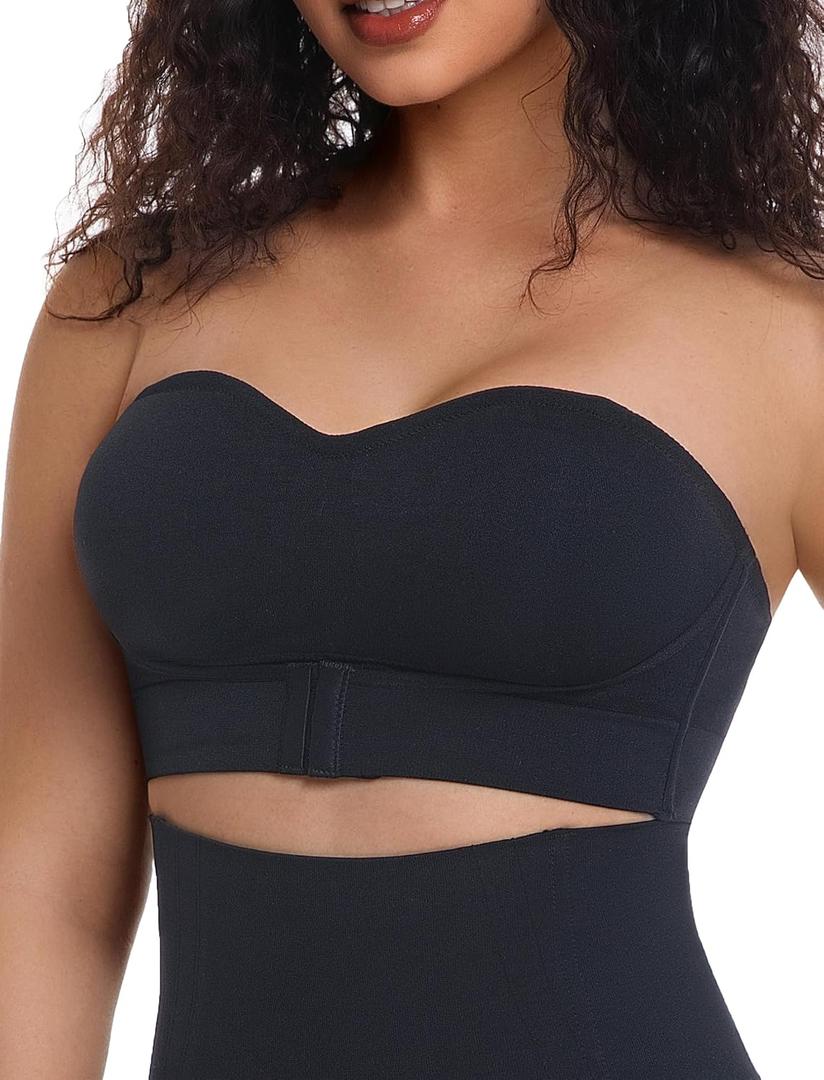 PRETTYWELL Strapless Bra Push Up Bandeau Bras for Women Front Hook Tube Top Bra Non-Slip Seamless Padded Wireless Invisible (M)