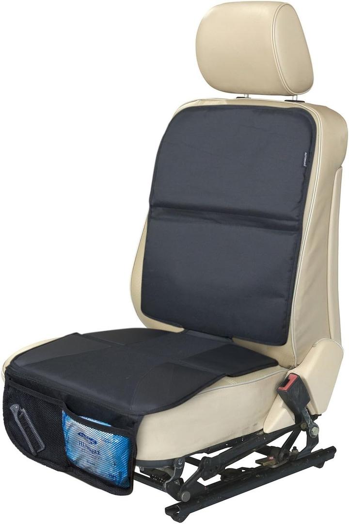 Car Seat Protector, for Baby Seat with Mesh Pockets Keeps Your Car Seat Tidy and Neat - Prevents Skid Marks, Wears and Tears  Black