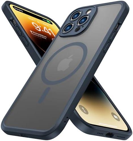 ImpactStrong Magnetic Guard Designed for iPhone 14 Pro Max Case [Camera Protection] [Military Grade Drop Tested] [Compatible with MagSafe] Slim Translucent Matte Phone Case (6.7") - Navy Blue
