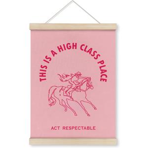 HRQKO Pink Cowgirl Western High Class Place Poster Hanger Frame, Cowgirl Wall Decor, Preppy Room Wall Art with Wooden Frames, Trendy Wall Hanging Poster Decor for Dorm Teen Girls Room, 12x16 Inch