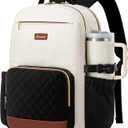 LOVEVOOK Laptop Backpack for Women with Pouch Pocket for Large Capacity Cup,15.6 Inch Teacher Nurse College Work Travel Backpack Purse,Waterproof Laptop Computer Bags,Beige-Black-Brown+Diamond-shaped