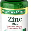 Natures Bounty Zinc 50mg, Immune Support & Antioxidant Supplement, Promotes Skin Health, 1 Caplet Per Day, Gluten Free, 250 Vegetarian Caplets, BB Date 03/29