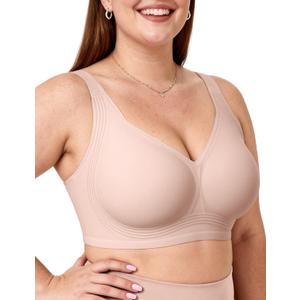 Vertvie Jelly Bras for Women Plus Size Minimizer Soft Wireless Push Up Bra Full Supportive Older Lift Back Coverage Bralette (Nude, 40DD)