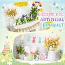 6 Pcs Easter Table Centerpieces Decoration Include 5 Easter Egg Artificial Floral Bunches Stem with Vintage Metal Vase Potted Egg Flower Picks Arrangement for Spring Party Office Home
