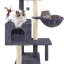 35.4'' Multifunction Cat Tree with Cozy Hammock & Hanging Ball, Cat Tower with Activity Cat Condo & Jute-Covered Scratching Posts, Grey