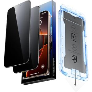 SMARTDEVIL 2 Pack for iPhone 16 Pro Max Privacy Screen Protector, Military-Grade Shatterproof Protection, 9H Hardness, Anti-Spy Privacy Tempered Glass, Easy Installation, No Bubble
