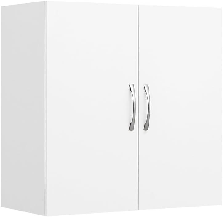 SoBuy Wall Cabinet, Over Toilet Storage Cabinet, Medicine Cabinet with Shelf, Multifunctional Wall Mount Cabinet for Laundry Room, Kitchen, Bathroom, White, 11.8"D x 23.6"W x 23.6"H