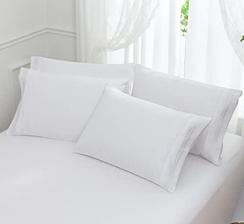 Shunjie Pillow Cases - King Size Set of 4-1800 Thread Count Ultra Soft White Pillowcases - Wrinkle Resistant Pillow Covers with Envelope Closure - 20" x 40"