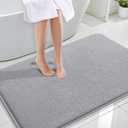 OLANLY Thick Memory Foam Large Bathroom Rugs 47x32, Extra Soft Absorbent Bath Rugs, Quick Dry Bath Mats, Non-Slip, Machine Washable Carpet for Bathroom, Tub and Shower, Home Decor Accessories, Grey