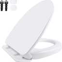 SS124 Toilet Seat Replacement Compatible with TOTO, Elongated Soft Close Toilet Seat for SS124, Transitional Slow-close & Heavy Duty, with Universal Toilet Bolts and Nuts, Cotton White