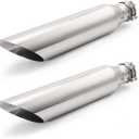 A-KARCK 2 PCS Exhaust Tip 2.5 Inch Inlet, Universal 2.5'' Inlet 4" Outlet 18" Long Stainless Steel Bolt On Exhaust Tailpipe Polished Muffler Tip