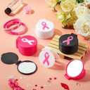 24 Pcs Breast Cancer Awareness Small Compact Mirrors Bulk Portable Folding Mini Pocket Makeup Mirrors Breast Cancer Awareness Accessories Gift for Women Friends