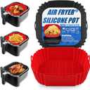 2-Pack Square Silicone Air Fryer Liners Pot, 8-Inch Reusable Inserts for 47QT Air Fryers, Food-Safe Oven Accessories